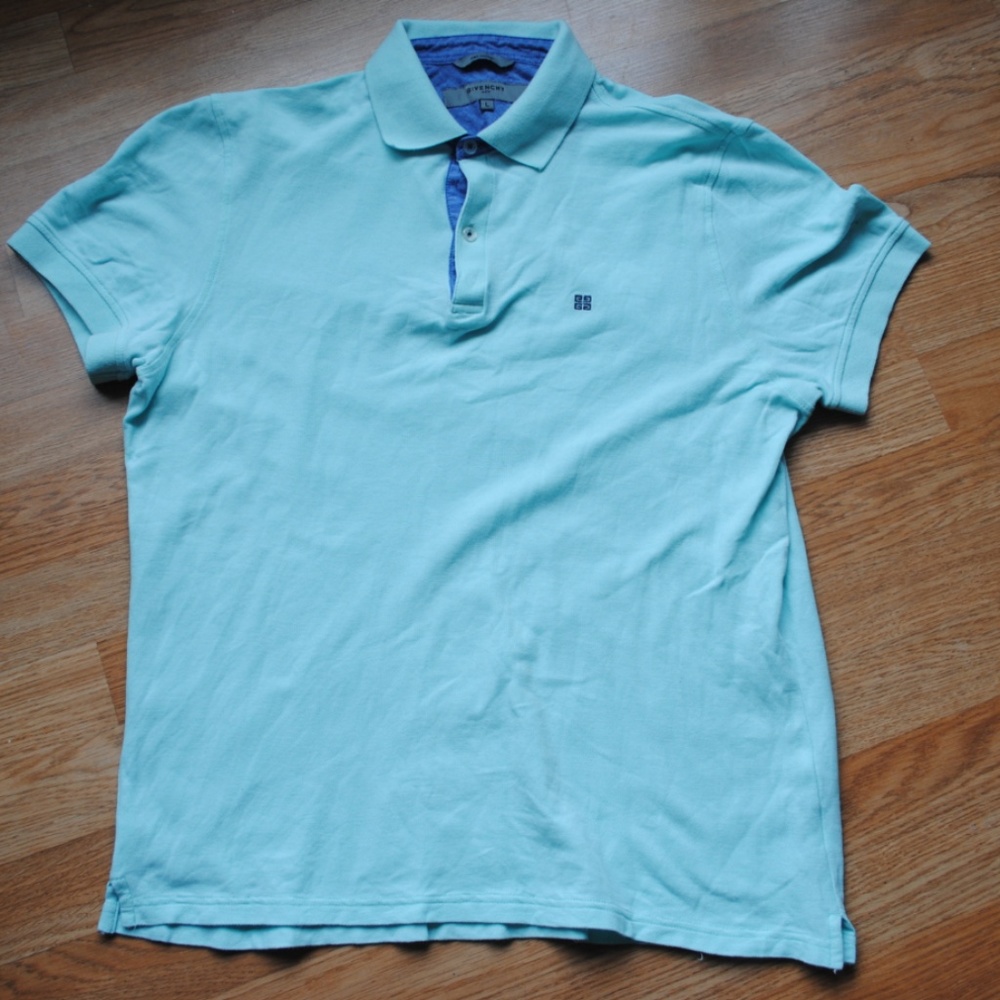 givenchy mens blue s/s polo 100% pima cotton shirt